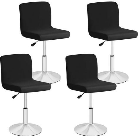 Ensemble de 4 Housses de Chaise Haute Bar de Salle à Manger, Housse Tabouret de Bar Amovible et Lavable, Couverture Extensible pour Chaise Haute pivotante (Noir) (1/5)