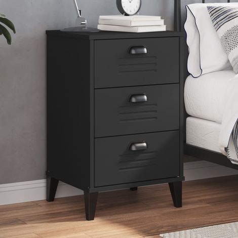 Bedside Cabinet VIKEN Black Engineered Wood vidaXL (1/5)