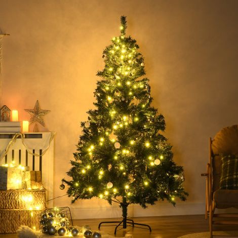Sapin de Noël Artificiel 180 cm Arbre de Noël Artificiel avec Éclairage LED, Boules, Arbre de Noël avec 745 pointes, Décoration de Noël y compris support métallique pour l'intérieur (1/5)