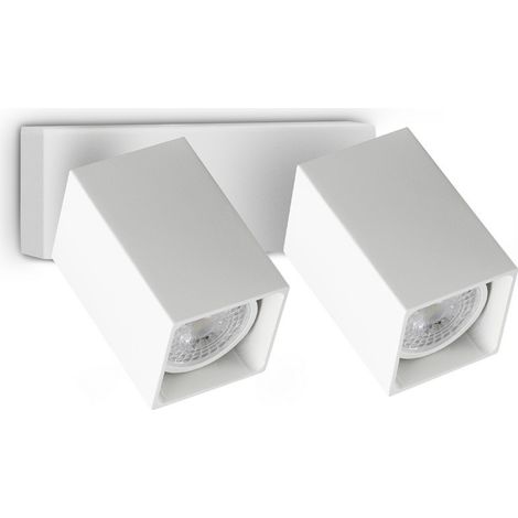 Ideal Lux DYNAMITE Spot double carré blanc pour plafond, 2 x GU10 (1/2)
