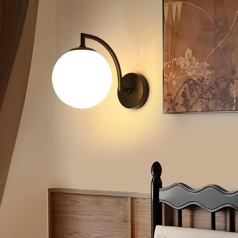 1 Applique Murale Noir, Verre Dépoli E27, Design Rétro Industriel, Pour Salon Chambre Couloir (1/5)