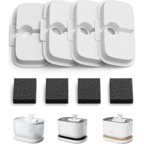 Filtro para bebedero de gatos, paquete de 4 filtros de repuesto para bebederos de gatos Dockstream PLWF005, PLWF115, PLWF105, filtro con filtración vertical para bebederos de gatos. (1/4)