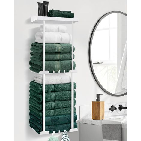 1 - Porte-Serviettes Mural - Accessoire Salle de Bain - Extensible 38-75 cm - Sans Perçage - Noir - Pour Douche et Buanderie (1/5)
