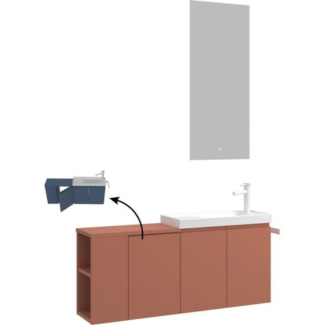 Waschtisch-Set mit Spiegel (2-teilig) "Ferla 110" – 110 x 22 x 45 cm – Matt-Zimt (1/5)