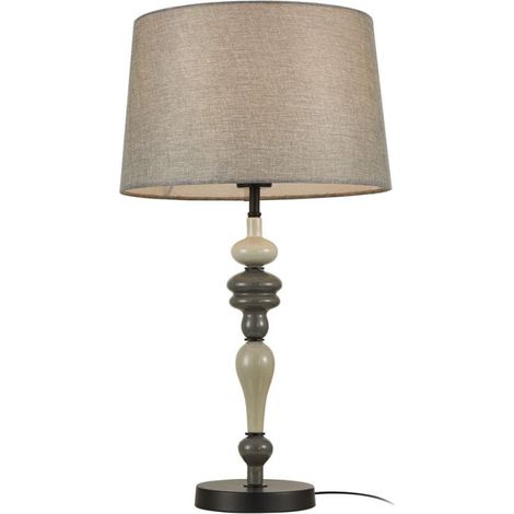 Lampe de table Nerom noir mat abat-jour gris E27 60W (1/2)