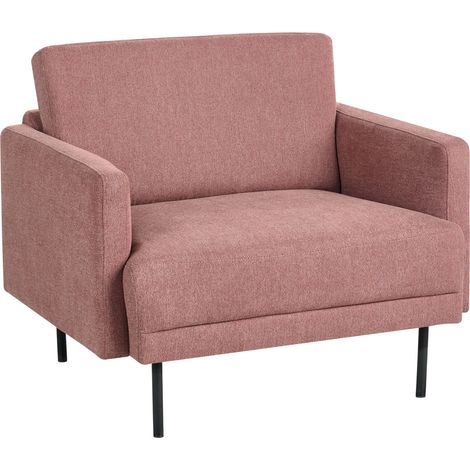 Sillón moderno tapizado patas de metal tejido repelente al agua respaldo acolchado rosa Breda