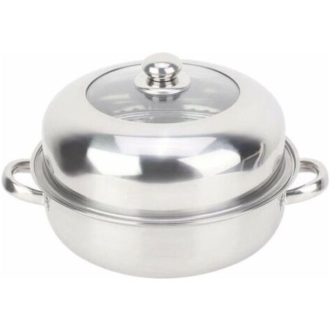 28 cm Cuiseur vapeur en acier inoxydable avec couvercle en verre Pour plaques vitrocéramiques et à induction (1/4)