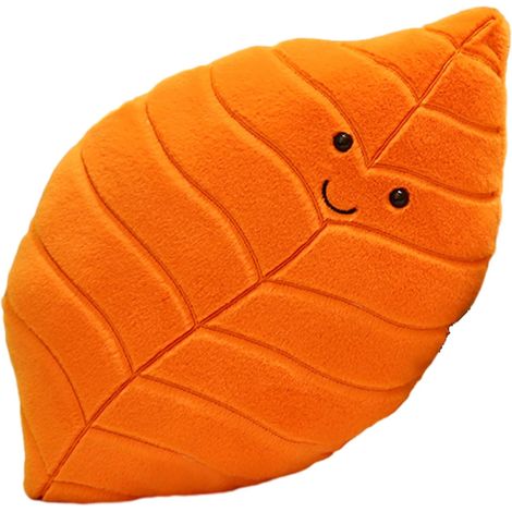 Weiche Plüschkissen in Form orangefarbener Blätter, Stofftiere in Form orangefarbener Blätter, Plüschtiere in Form orangefarbener Blätter, Wohnaccessoires, Geburtstags- und Weihnachtsgeschenke für Ihr