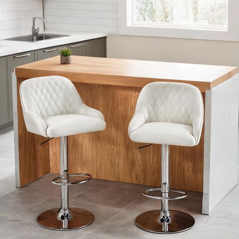 Tabouret de bar bianco en pelle PU Metallo 52 x 47 x 108 cm (1/5)