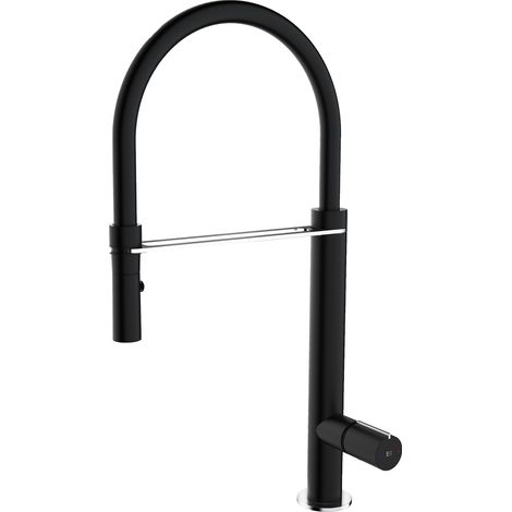 Essebagno Exil Spültischmischer mit Handbrause in Schwarz und Edelstahloptik