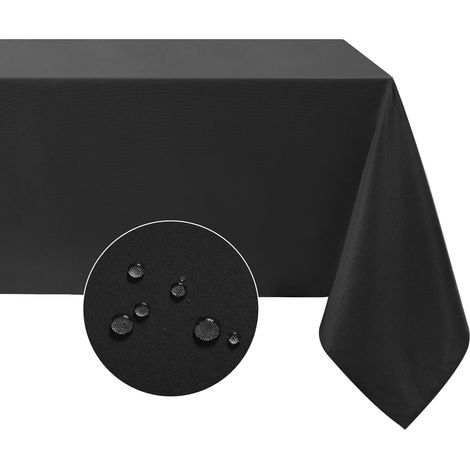 LaBlanc – Leicht zu reinigende schwarze Tischdecke 137 x 274 cm, große, wasser- und schmutzabweisende, rechteckige, waschbare Polyester-Tischdecke für Feiertage, Geburtstage, Picknicks, Buffets und Wi (1/5)