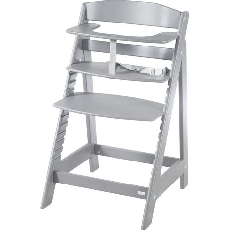 roba Seggiolone Evolutivo Sit Up Flex 2 in 1, Altezza Regolabile, dai 6 Mesi fino ai 70 kg, con Poggiapiedi, Robusto ed Ergonomico, Legno Laccato Grigio (1/5)