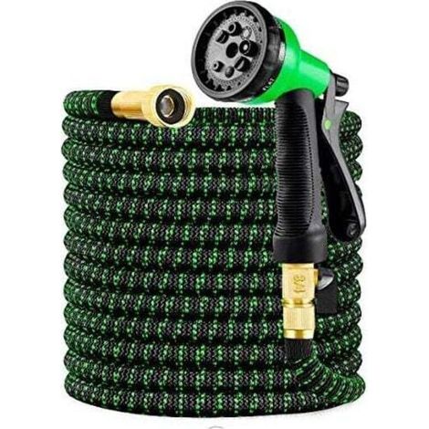 Tuyau d'arrosage, tout nouveau tuyau d'arrosage 2021 extensible 8 m/25 pieds avec raccords en laiton massif 3/4", tissu extra résistant - tuyau extensible flexible avec buse de pulvérisation d'eau gra