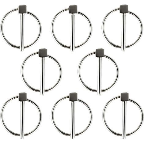 Goupille de sécurité ronde en acier inoxydable, 8 pièces de 3 mm de diamètre, goupille de sécurité pour remorque, fermetures à goupille pour hippodromes, ferme, pelouse (1/5)
