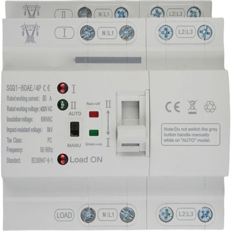Commutateur de transfert automatique double alimentation 4P 80A - Commutation d'urgence en millisecondes pour applications domestiques (1/5)