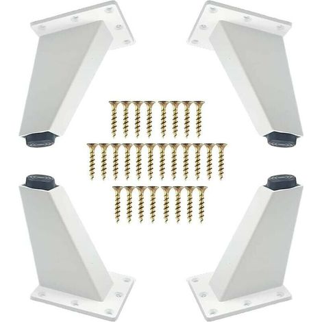 Pieds de meubles, pieds obliques en métal aluminium, remplacement pour canapé, armoire, table, coiffeuse, vis de montage incluses, blanc, 80 mm (1/4)