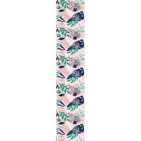 Papier Peint Intissé Pré-encollé Rouleau Wallpaper Tropical Rose et Bleu Marin Adhésif Décorative - 1 Roule de H300 x L60 cm (1/4)