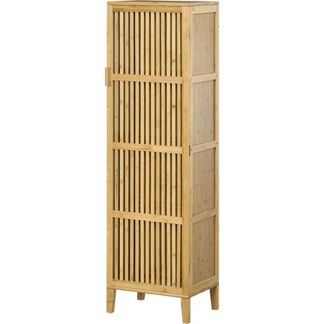 Meuble bambou étagères porte lattes 40x30x140 cm