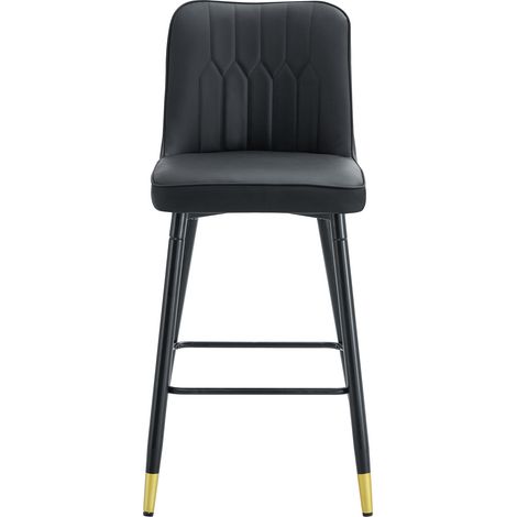 Set mit 2 Barhockern 100 cm aus schwarzem PU-Kunstleder mit schwarzem Metallgestell MODENUIT (1/5)