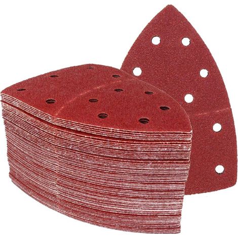 Prio-Triangles de Ponçage │ 50 pièces │ 11 trous │ 105 x 152 mm │ grain 40 │ pour ponceuses multiples │ Feuilles Abrasives │ Papier Abrasif (1/4)