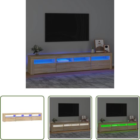 Lumière led - Meuble TV avec lumières LED Chêne sonoma 210x35x40 cm (1/5)