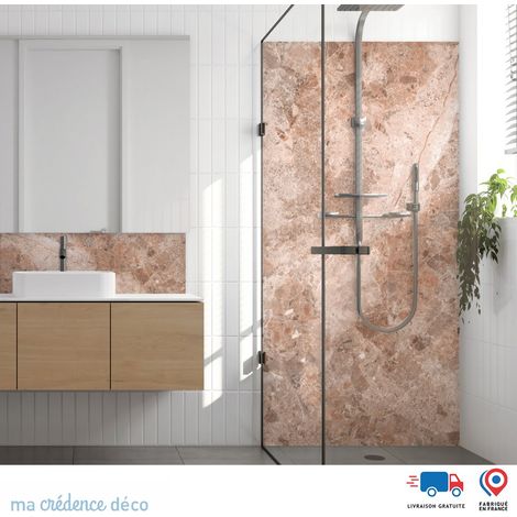 Panneau de douche : Marbre de Velletri - Couleur Rouge beige - Alu composite - 90 - 245 (1/4)