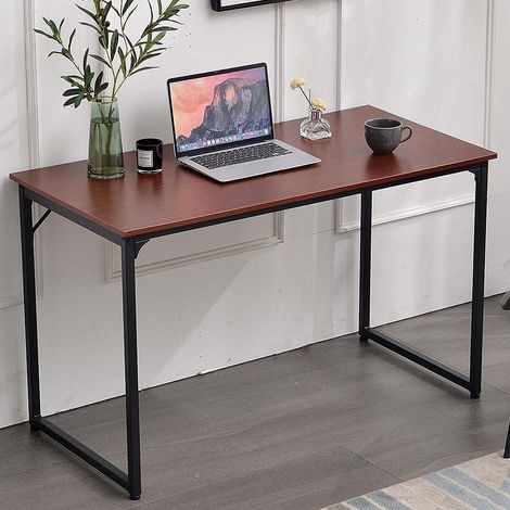 Bureau de Travail pour PC, Ordinateur, Plan en Bois MDF avec Structure en métal, ameublement Maison, Bureau, Chambre, Design Moderne, Industriel, Dimensions 120 x 60 x H74 cm (Teak) (1/5)