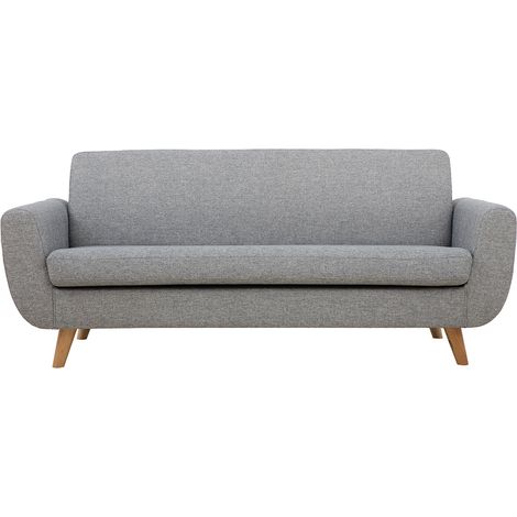 Divano scandinavo 3 posti in grigio chiaro e legno PURE