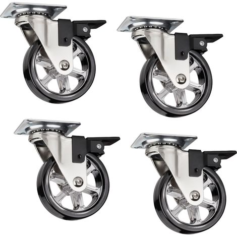 4er Set SO-TECH Design Möbelrollen RAPID Rollen-Ø 75 mm schwarz mit Bremse Tragkraft 35 Kg