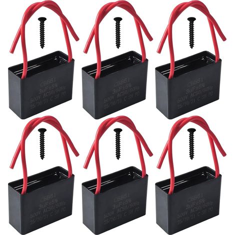 Lot de 6 Condensateurs CBB61 450V 3 µF AC 50/60 Hz Climatiseur Ventilateur Moteur Condensateur de Marche Démarrage pour Ventilateur de Plafond, Hotte (1/5)
