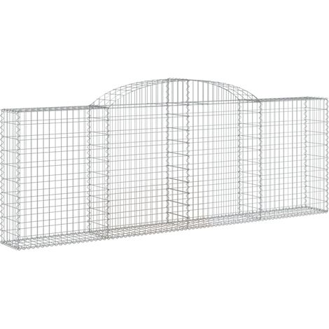 Cerca de jaula de gaviones Muro de contención arqueado 300 x 30 x 100/120 cm hierro galvanizado Plata 020040049