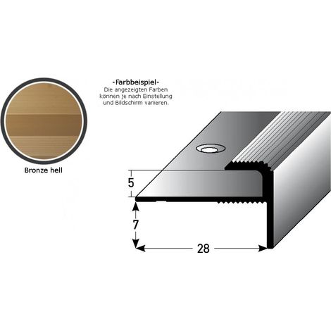 Einschubprofil "Stannington" mit Nase für Designbeläge, Einfasshöhe 5 mm, Aluminium eloxiert, gebohrt-bronze hell-900