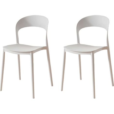 Pack 2 Sillas de Cocina Princeton Respaldo Redondeado Estilo Moderno en Color Blanco (1/3)