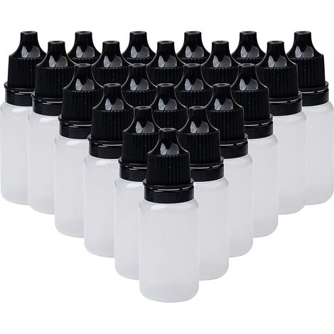 100 flacons compte-gouttes souples, en plastique translucide, vides, pour solution oculaire, 10 ml