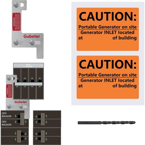 Kit de verrouillage de générateur compatible avec panneaux ITE, Siemens, Gould et Murray 150 ou 200 Amp, espacement de 1 1/4 pouce entre le disjoncteur principal et le disjoncteur du générateur, kit d (1/5)