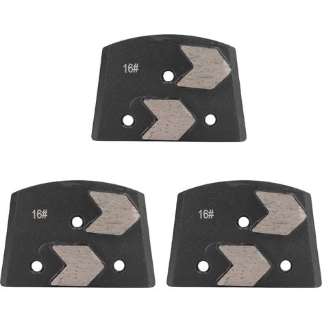 3Pcs Chaussure de Meulage Diamant Noire Trapézoïdale 2 Dents Flèche Patin de Polissage Béton Sol Grain 16 (1/5)