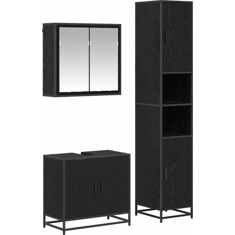 Maison Exclusive - Badezimmermöbel-Set 3 pcs Schwarz Eichen-Optik