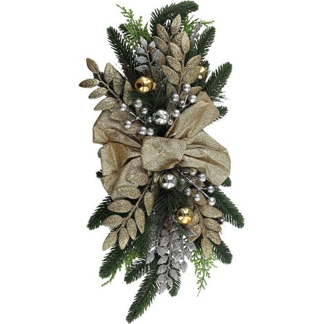 Guirlande de Noël pour escalier, porte, cheminée, fenêtre, décoration intérieure et extérieure, 60 x 30 cm (1/5)