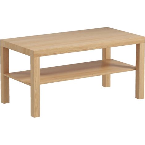2-Tier Coffee Table with Storage Shelf, Rectangular Centre Table for Living Room, Home Office, Natural Wood Finish (1/5)