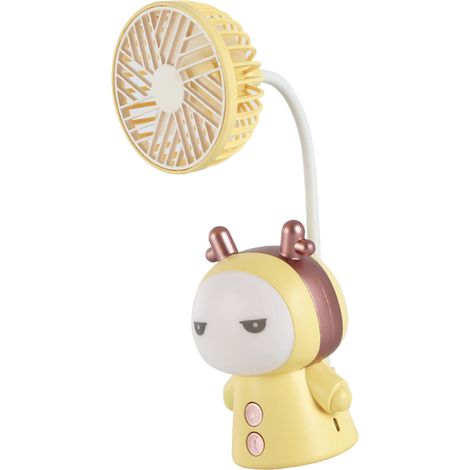 Mini ventilateur portable rechargeable USB, pliable en ABS, idéal pour la maison, les voyages, le bureau ou la bibliothèque. Citron. (1/5)