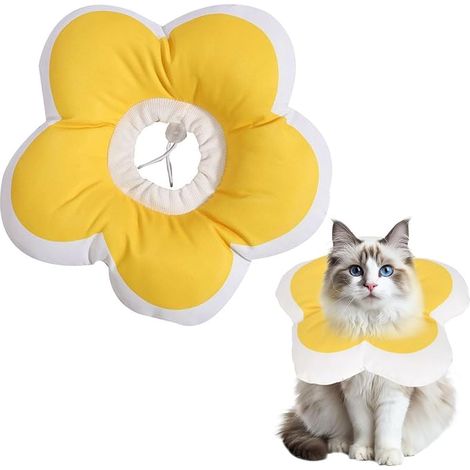 Colerette Chat Collier de Récupération Adjustable pour Chat Collier pour Chats et Petits Chiens (Jaune, M) (1/5)