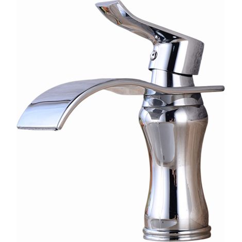 Robinet cascade eau chaude et froide pour vasques et lavabos de salle de bain avec robinet monotrou anti-éclaboussures (1/3)