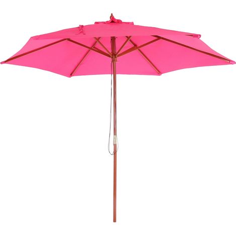 Parasol Florida, parasol de jardin parasol de marché, Ø 3m polyester/bois - rose (1/5)