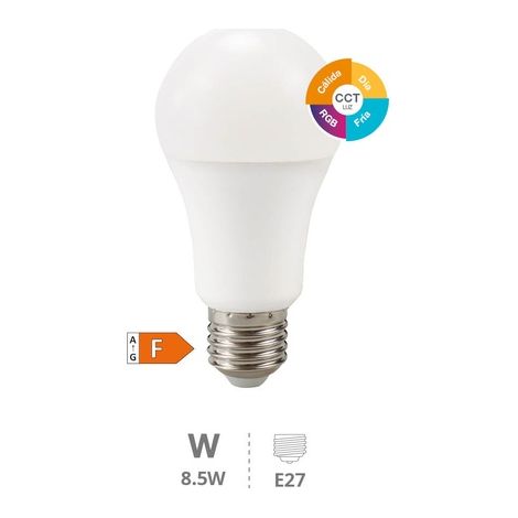 Bombilla LED estándar 8,5W E27 RGB + CTT