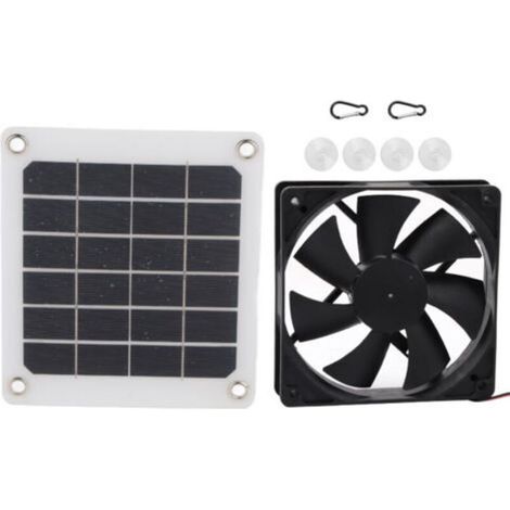 Ventilateur de Panneau Solaire, 6V 10W IP65 étanche Extérieur Panneau d'alimentation Solaire Ventilateur D'extraction USB Charge pour Poulailler à Effet de Serre (1/5)