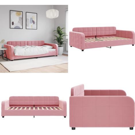 vidaXL Lit de repos sans matelas rose 90x200 cm velours (1/5)