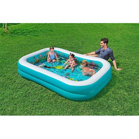 Trade Shop - Piscina Avventura Marina 3d 262x175x51cm Rettangolare 2 Anelli Occhialini 3d 54177 - (1/5)