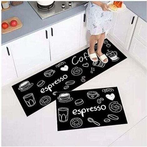 Enowelir Lot de 2 Tapis de Cuisine Antidérapants Absorbant Eau et Huile Résistant à la Poussière 40 x 60 et 40 x 120 cm (1/4)
