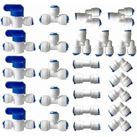 Raccord pour filtre à eau par osmose inverse, raccord droit à emboîtement 1/4" (6 mm) pour tuyau de filtre à eau, raccords pour réfrigérateur T (1/5)