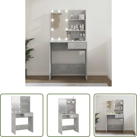 Coiffeuse LED - Coiffeuse avec LED Gris béton 74,5x40x141 cm (1/5)